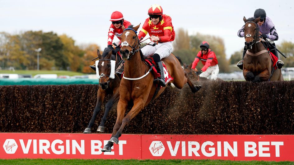 Minella Drama jumps the last en route to victory at Aintree