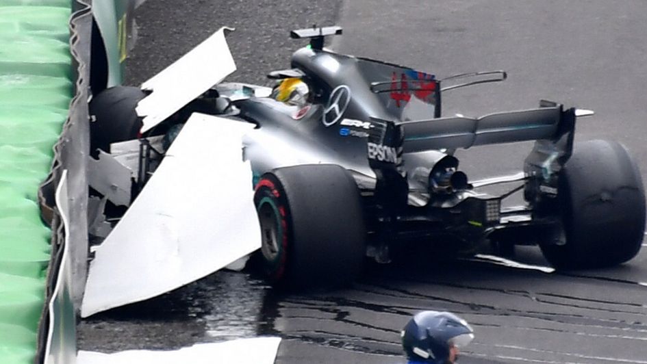 Lewis Hamilton crashed out in qualifying