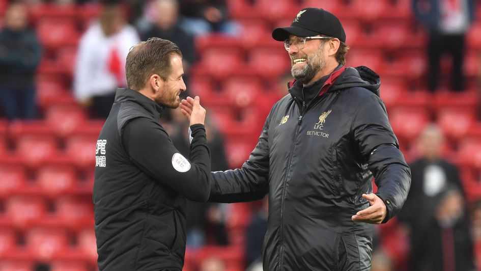 Jan Siewert and Jurgen Klopp in conversation pre-match