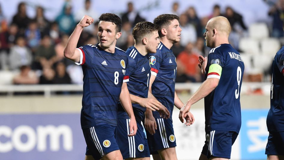 Scotland's John McGinn celebrates his goal in Cyprus