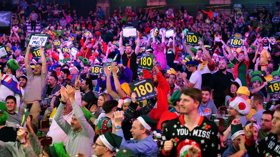 Fans enjoying the World Darts Championship at the Ally Pally