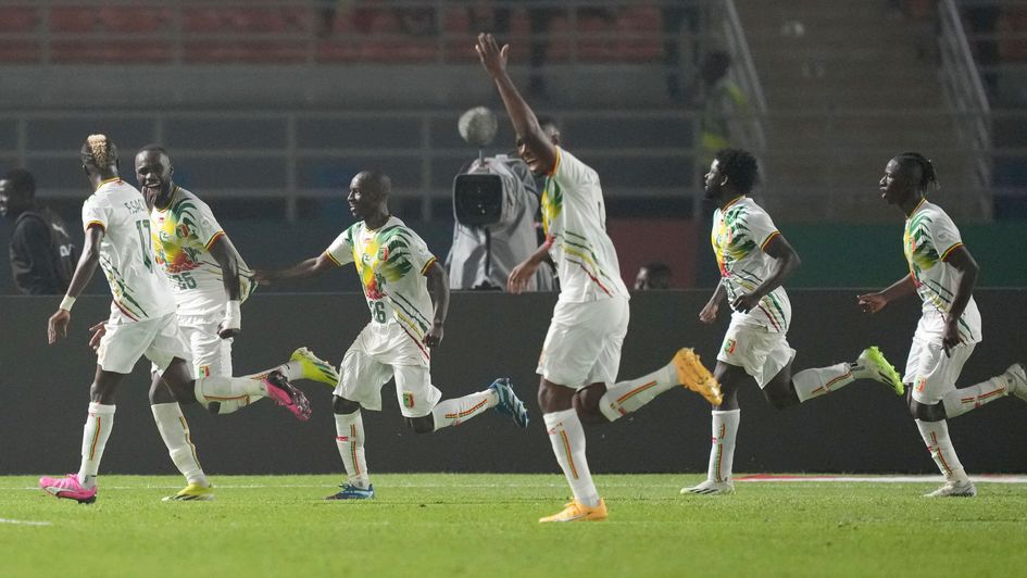 Mali celebrate scoring against South Africa