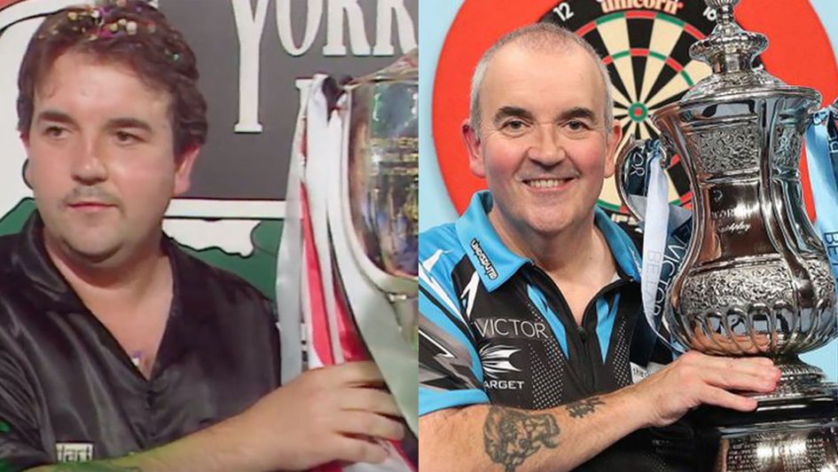 Phil Taylor after his World Matchplay wins in 1995 and 2017