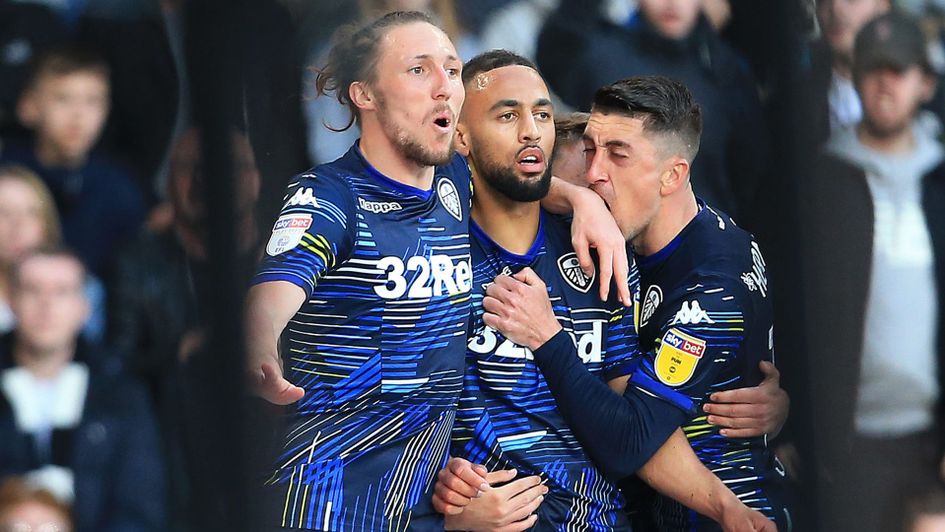 Leeds celebrate this goal against Derby