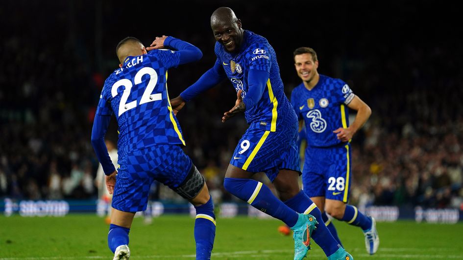 Romelu Lukaku celebrates his goal against Leeds