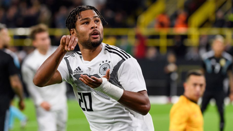 Serge Gnabry celebrates his goal for Germany against Argentina