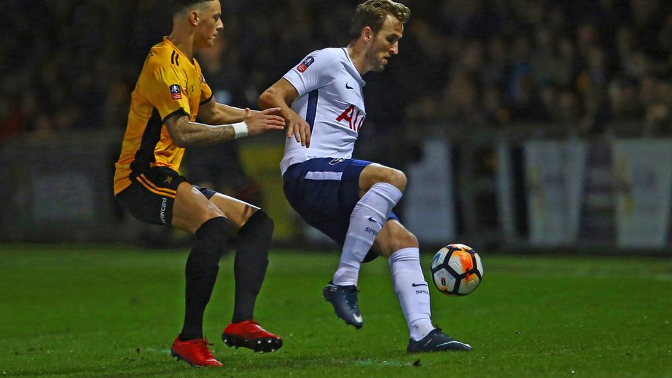 Harry Kane in action against Newport