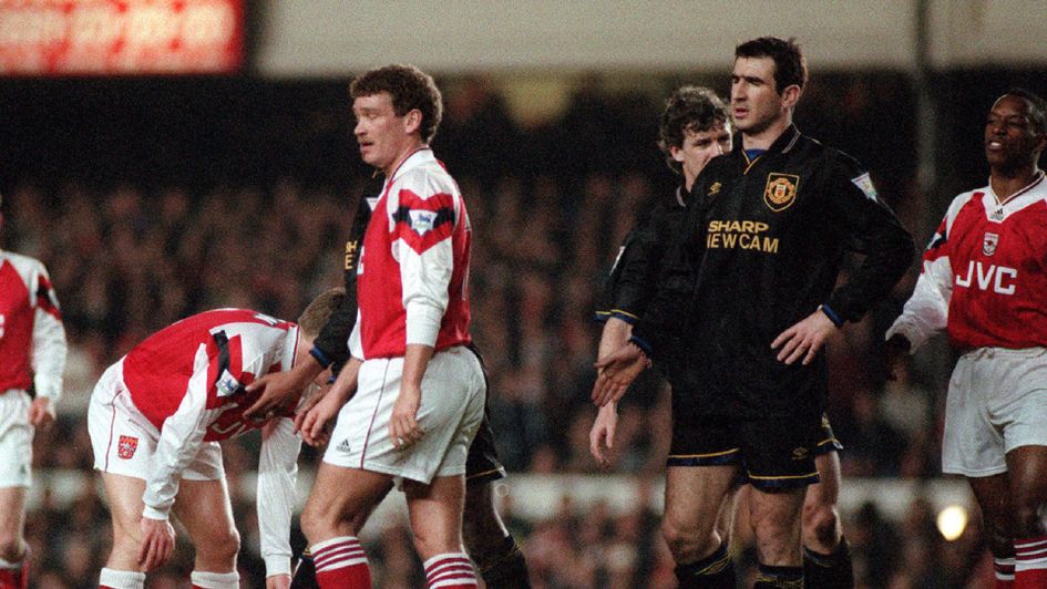 Eric Cantona is sent off for Manchester United against Arsenal on March 23, 1994