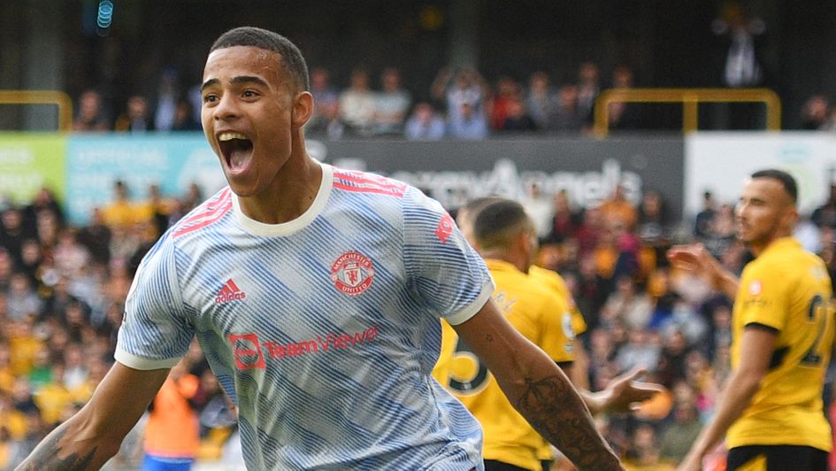 Mason Greenwood celebrates his goal against Wolves