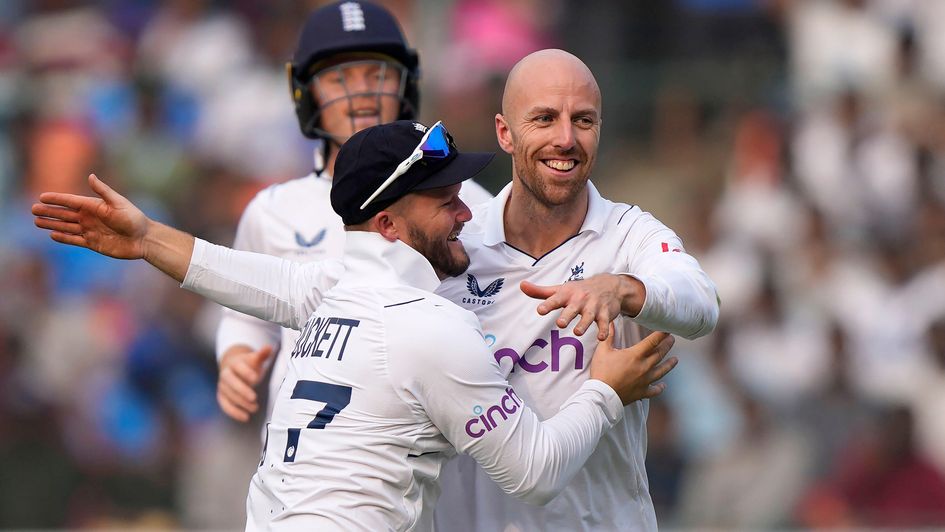Jack Leach is all smiles after dismissing Rohit Sharma