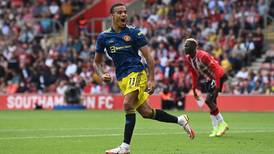 Mason Greenwood celebrates his goal against Southampton