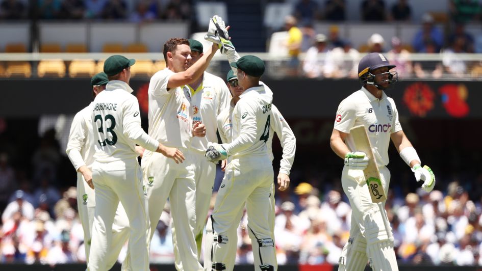 Australia celebrate the wicet of Jos Buttler