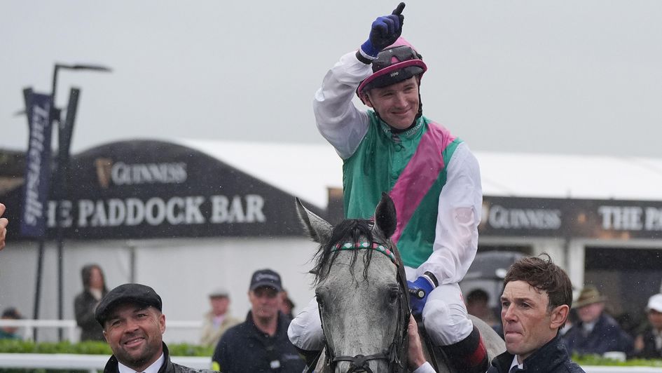Colin Keane celebrates on Field Of Gold
