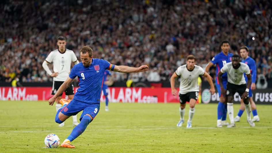 Harry Kane scores England's equaliser from the spot.