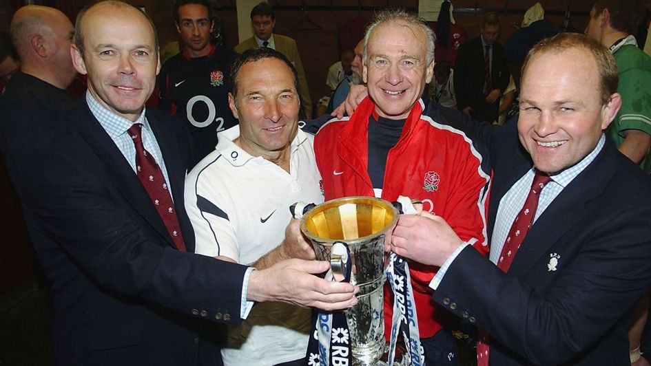 Andy Robinson, far right, won the 2003 Six Nations with England as assistant coach to Clive Woodwood, far left