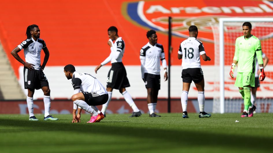 Fulham react after Eddied Nketiah's 97th minute equaliser for Arsenal