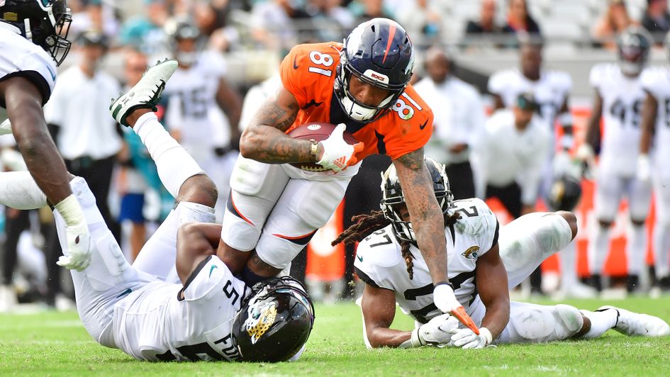 Tim Patrick in action for the Denver Broncos