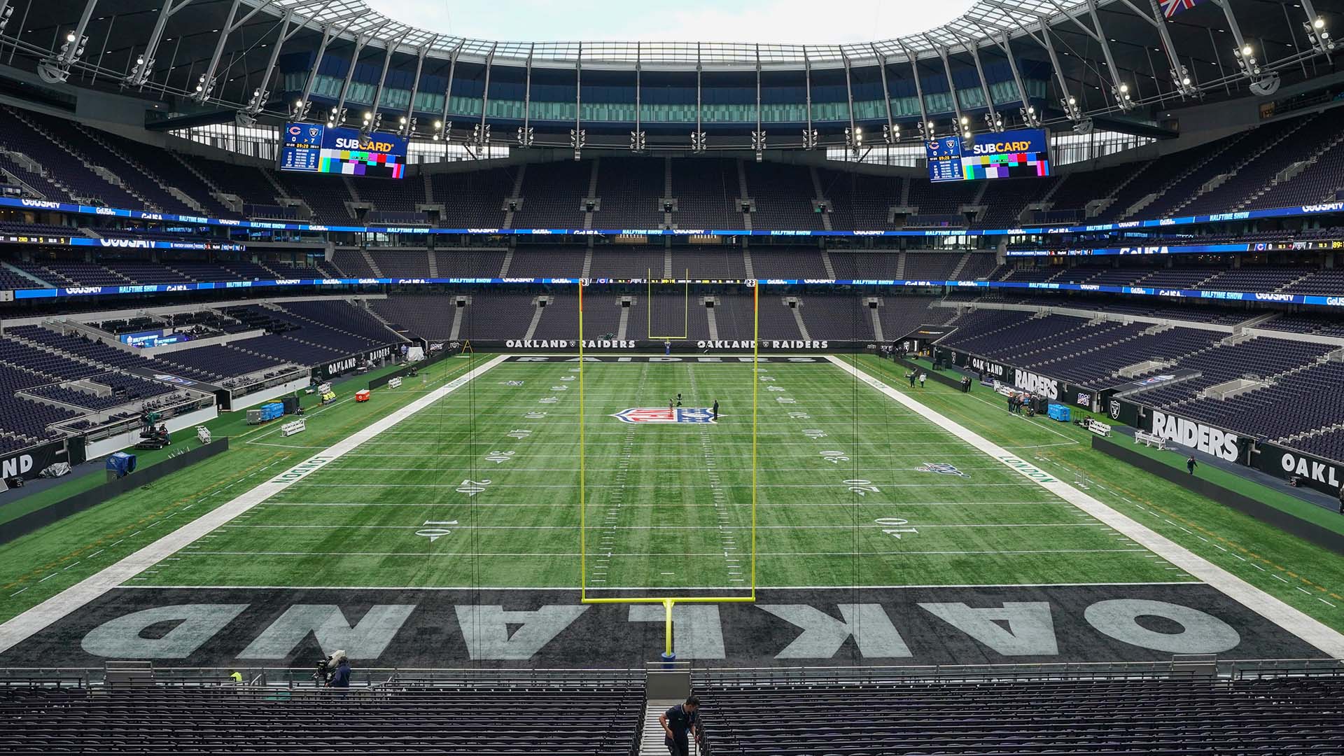 Tottenham Hotspur stadium is packed as the NFL release footage for Oakland  Raiders Chicago Bears