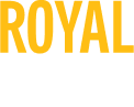 The word Royal coloured orange and the word Ascot coloured white.